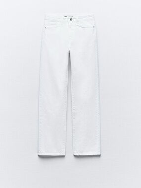 ZaraWhite High-Rise Straight Leg Jeans